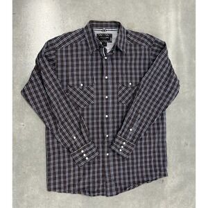 Ariat Pro Series Men's Plaid Western Snap Shirt‎ Brown Blue Size Large L